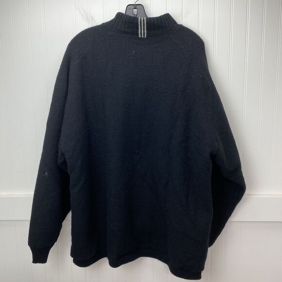 Adidas Wool Sweater Mens XLarge Zip Pullover Black Lined Heavy Thick XL *Flaw - Picture 2 of 12